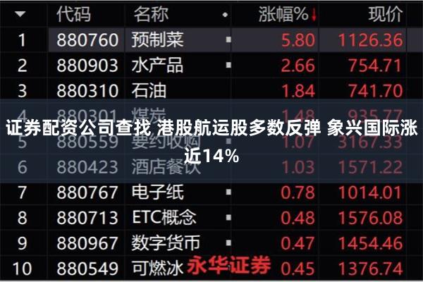 证券配资公司查找 港股航运股多数反弹 象兴国际涨近14%