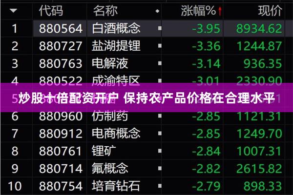 炒股十倍配资开户 保持农产品价格在合理水平
